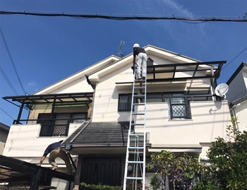 西区　K様邸の外壁・屋根塗装塗替え工事　始まりました。