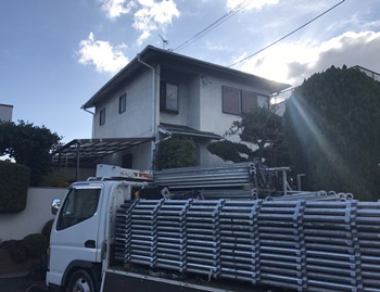 堺市南区　W様邸　外壁・屋根塗装・エクステリア工事はじまります。