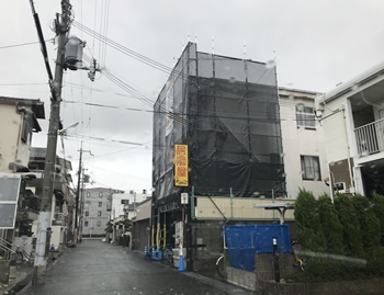 堺市北区　ロイヤル・モズ　外壁正面タイル面塗装・その他工事